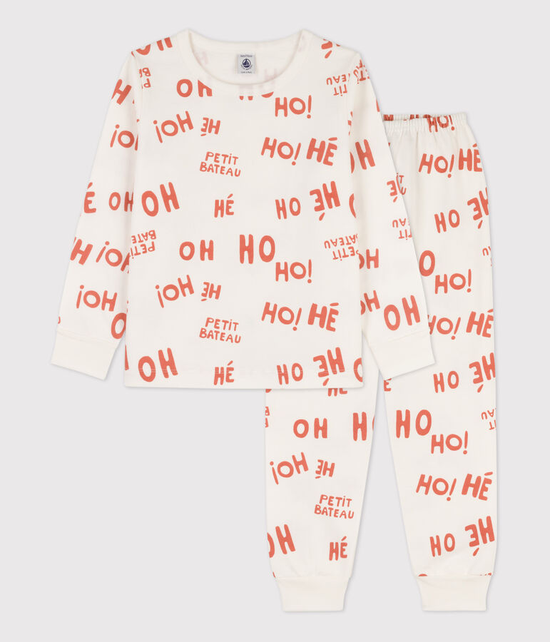 Pijama de felpa para ni&ntilde;o blanco/rosa