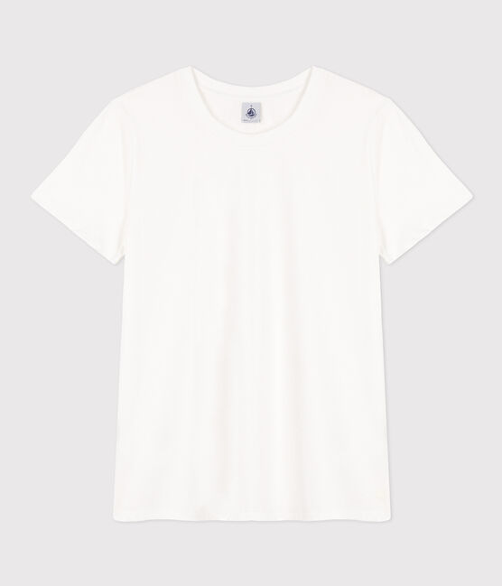 Camiseta LA RECTA de algodón con cuello redondo para mujer blanco ECUME