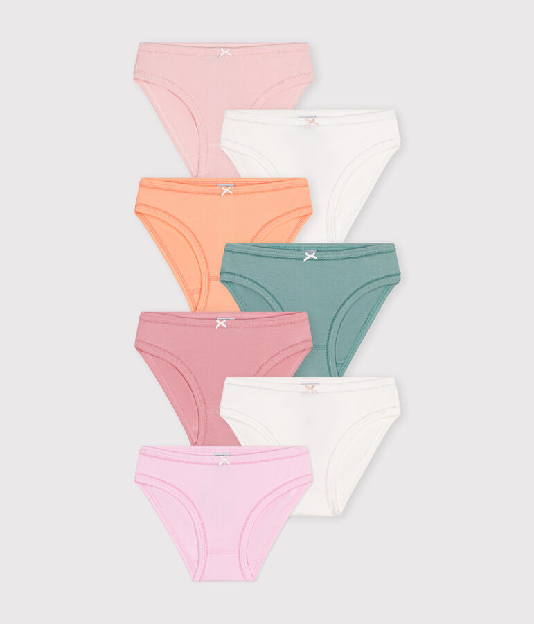 Juego de 7 braguitas lisas de algod&oacute;n para ni&ntilde;a multicolor