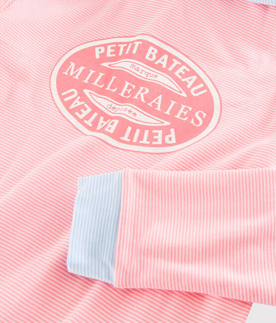 Sudadera con capucha a rayas de algodón de mujer rosa GRETEL/blanco MARSHMALLOW