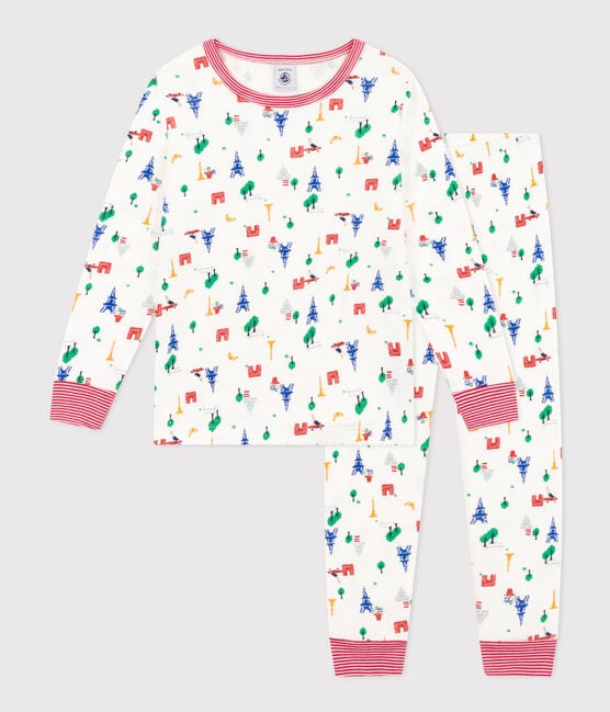 Pijama infantil de algodón con estampado de París blanco MARSHMALLOW/blanco MULTICO
