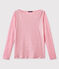 Camiseta de manga larga de lino para mujer rosa BABYLONE/gris ARGENT