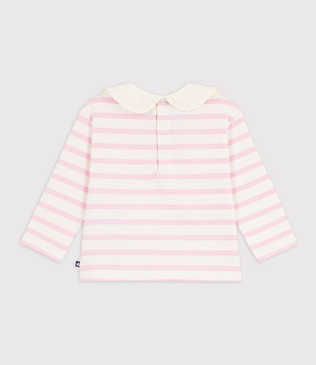 Marinera de algod&oacute;n con cuello beb&eacute; rosa/rosa