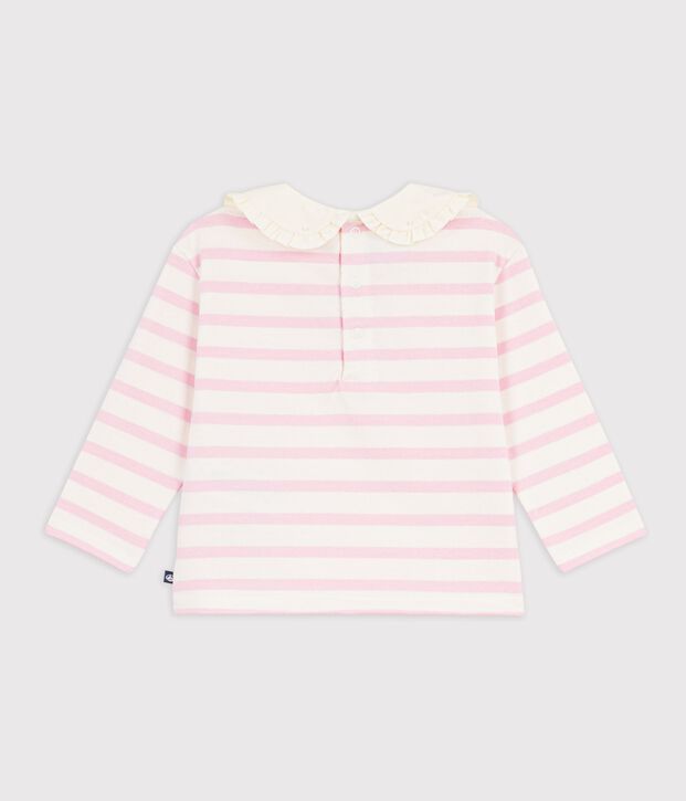 Marinera de algod&oacute;n con cuello beb&eacute; rosa/rosa