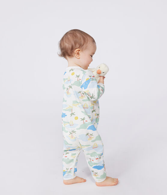 Pijama sin pies de algodón estampado para bebé blanco MARSHMALLOW/blanco MULTICO