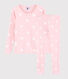Pijama snugfit de corazón rosa de algodón ecológico de niña
