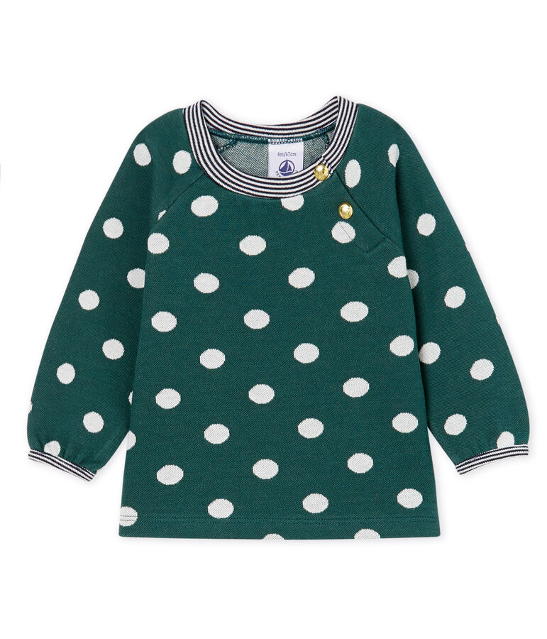 Blusa de manga larga estampada para beb&eacute; ni&ntilde;a verde/blanco