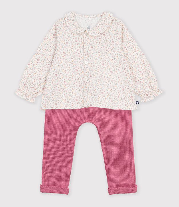 Conjunto de algod&oacute;n con estampado de flor para beb&eacute; multicolor
