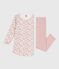 Camisón y leggings infantiles de terciopelo con estampado de flores rosa JOLI/blanco MULTICO