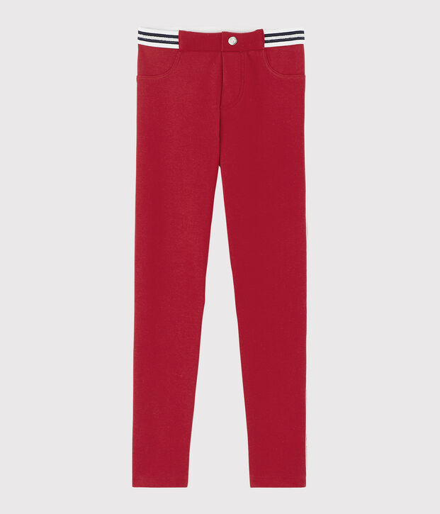 Jeggings de algod&oacute;n de elastano de ni&ntilde;a rojo
