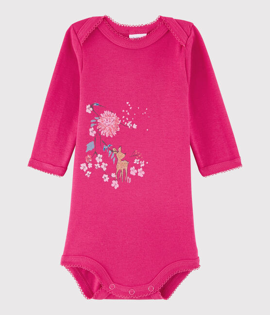 Bodi de manga larga de bebé niña rosa Flashy