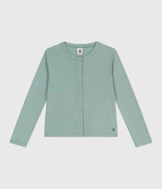 Cárdigan infantil de algodón liso verde PAUL