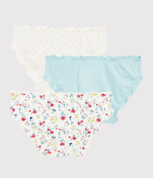 Juego de 3 braguitas con volantes y estampado de flores de ni&ntilde;a peque&ntilde;a multicolor