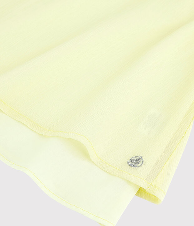 Vestido de celebraci&oacute;n de crep&eacute; de ni&ntilde;a amarillo