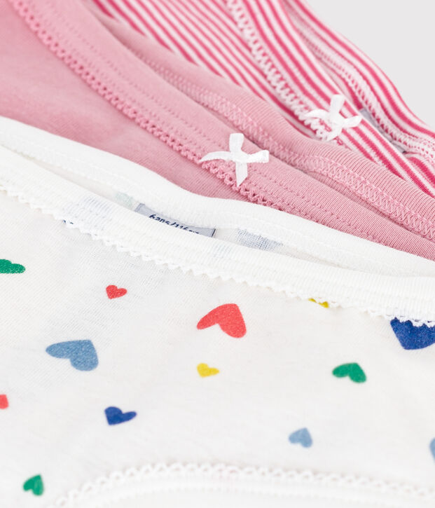 Juego de braguitas infantiles de algod&oacute;n de talle alto con estampado de corazones multicolor