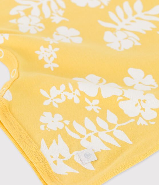 Pelele corto hawaiano de algodón de bebé amarillo ORGE/blanco MARSHMALLOW