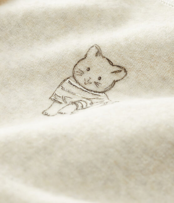 Pijama de terciopelo de gato para bebé beige MONTELIMAR CHINE