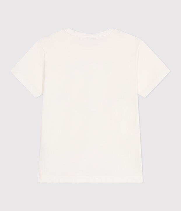 Camiseta infantil de manga corta de algod&oacute;n con estampado blanco