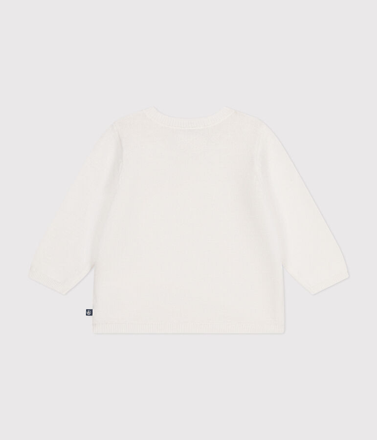 C&aacute;rdigan de punto tricotado calado de algod&oacute;n para beb&eacute; blanco MARSHMALLOW