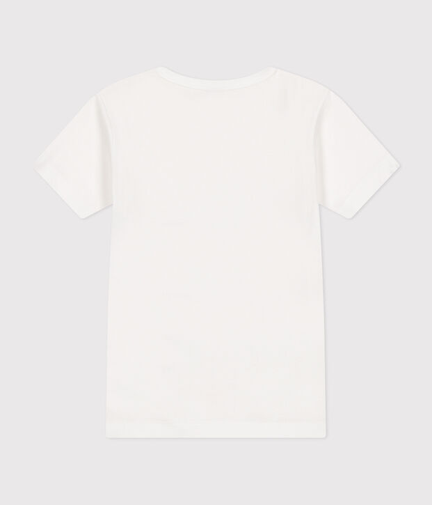 Camiseta infantil de manga corta de algod&oacute;n blanco