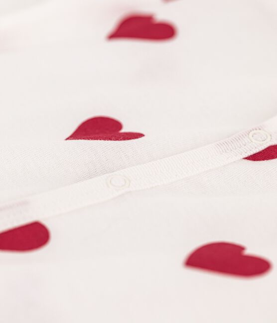 Mono corto de algodón con corazón para bebé blanco MARSHMALLOW/rojo TERKUIT