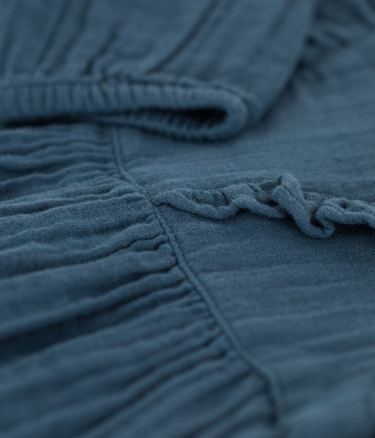 Vestido de gasa de algod&oacute;n de manga larga para beb&eacute; gris