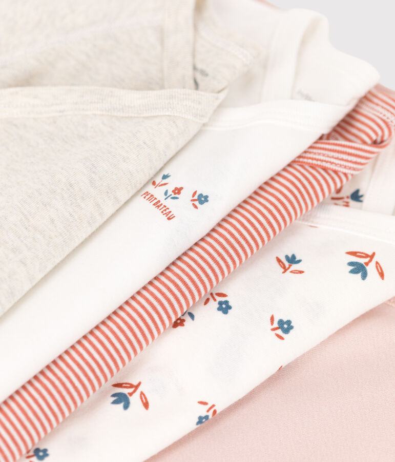 Juego de 5 bodis de manga larga de beb&eacute; de algod&oacute;n multicolor