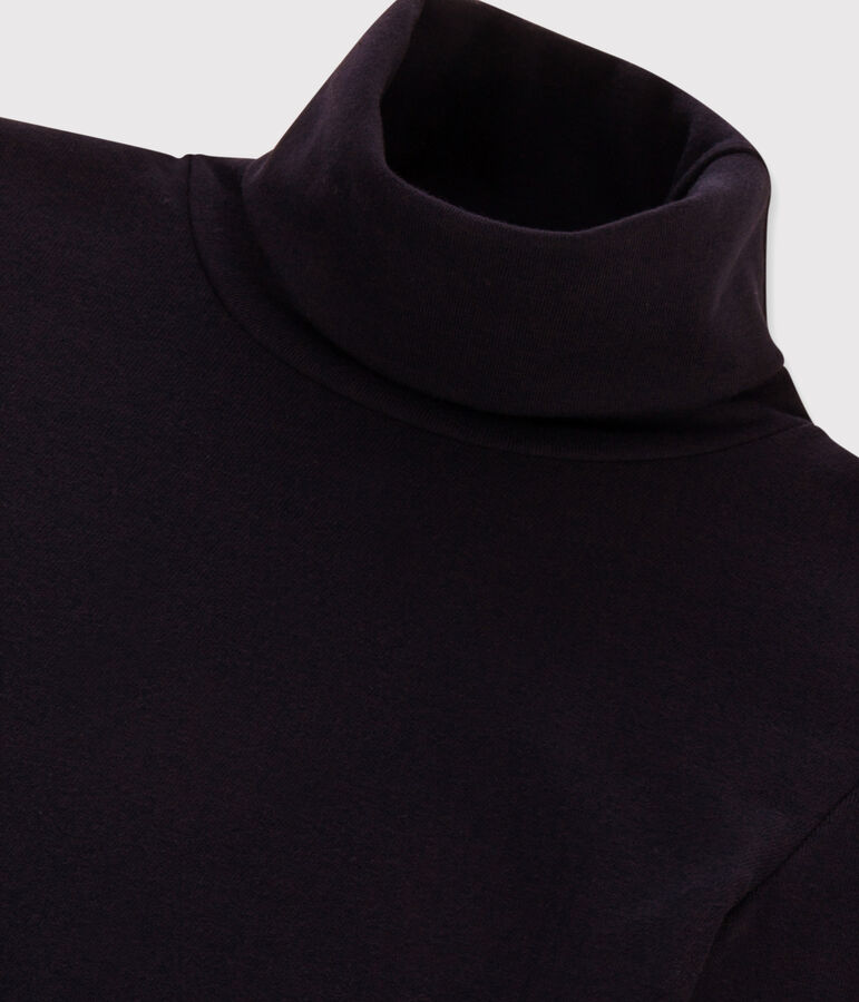 Camiseta de cuello alto emblem&aacute;tica de algod&oacute;n de mujer azul SMOKING