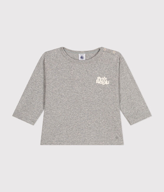 Camiseta de algodón de manga larga para bebé gris CHATON CHINE