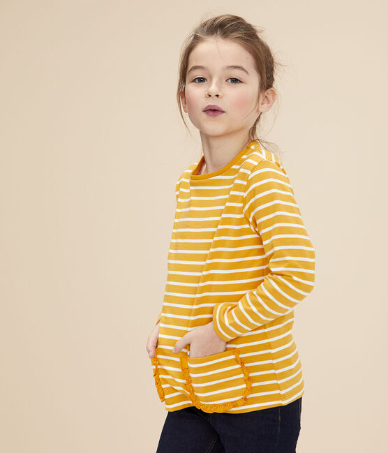 Camiseta de rayas de niña amarillo BOUDOR/blanco MARSHMALLOW