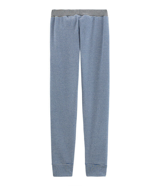 Pantalón de pijama para niño azul LIMOGES/blanco MARSHMALLOW
