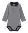 Body de manga larga con cuello de polo para bebé niño azul SMOKING/blanco LAIT