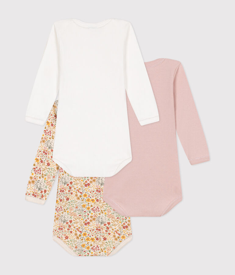 Juego de 5 bodis de algod&oacute;n de manga larga con flores para beb&eacute; multicolor