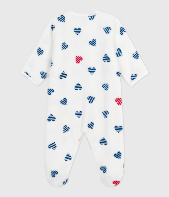 Sobrepijama polar de invierno con estampado de corazones para bebé blanco MARSHMALLOW/blanco MULTICO