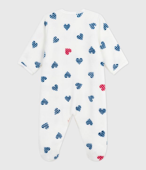 Sobrepijama polar de invierno con estampado de corazones para beb&eacute; blanco/multicolor