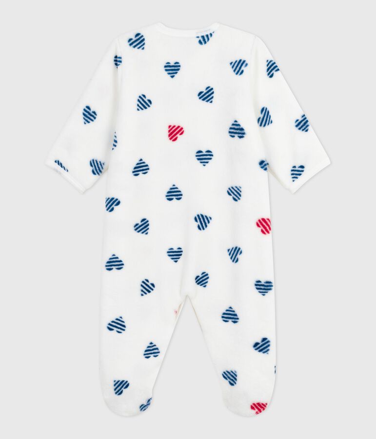 Sobrepijama polar de invierno con estampado de corazones para beb&eacute; blanco MARSHMALLOW/blanco MULTICO
