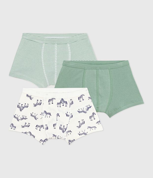 Juego de b&oacute;xeres infantiles de algod&oacute;n con ribete en la cintura y estampado de cebras multicolor