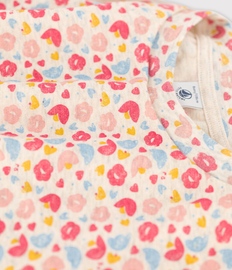 Vestido de manga larga de lana y algod&oacute;n para ni&ntilde;a beige/multicolor