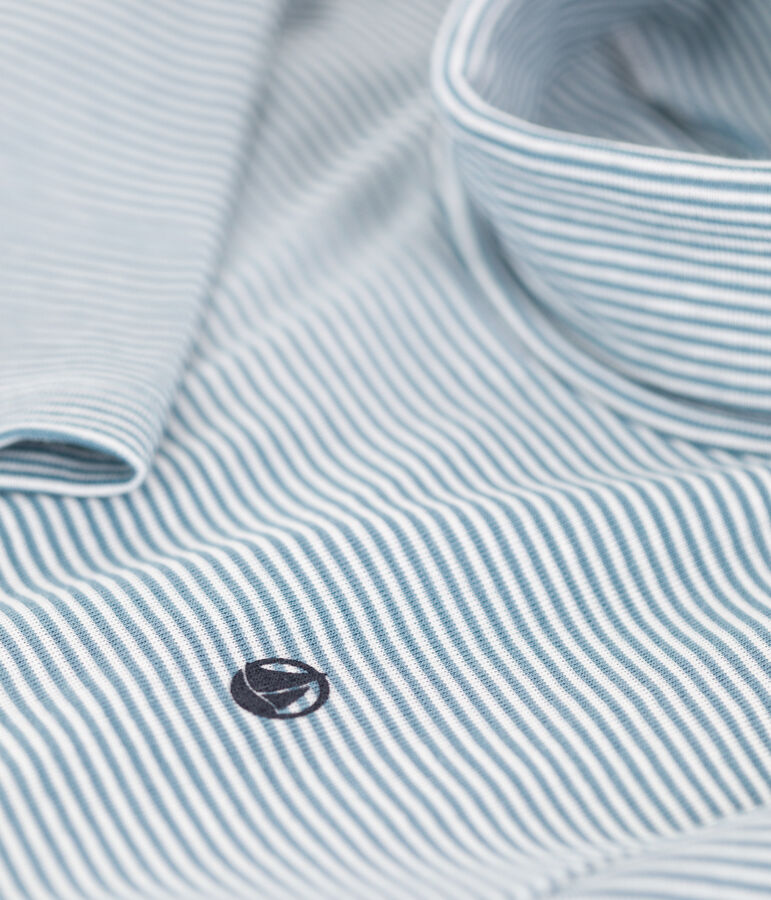 Prenda de cuello cisne a rayas de algod&oacute;n de ni&ntilde;a/ni&ntilde;o azul/blanco