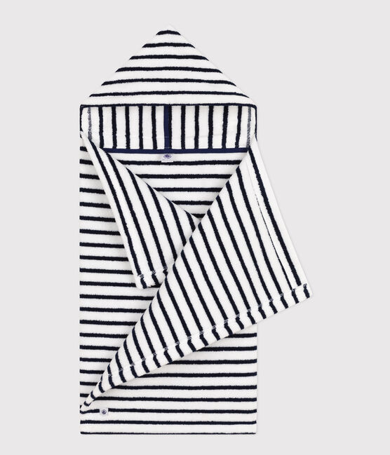 Capa de baño a rayas de rizo de bebé blanco LAIT/azul MEDIEVAL