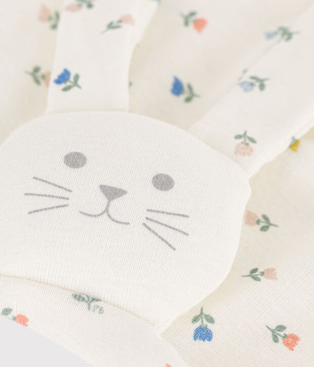 Doudou de algod&oacute;n con flores blanco/multicolor