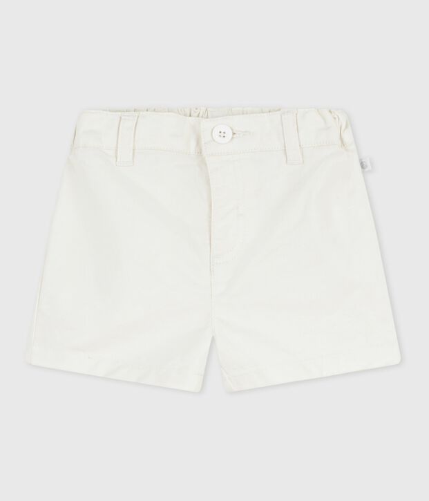Shorts lisos de algod&oacute;n para beb&eacute; blanco