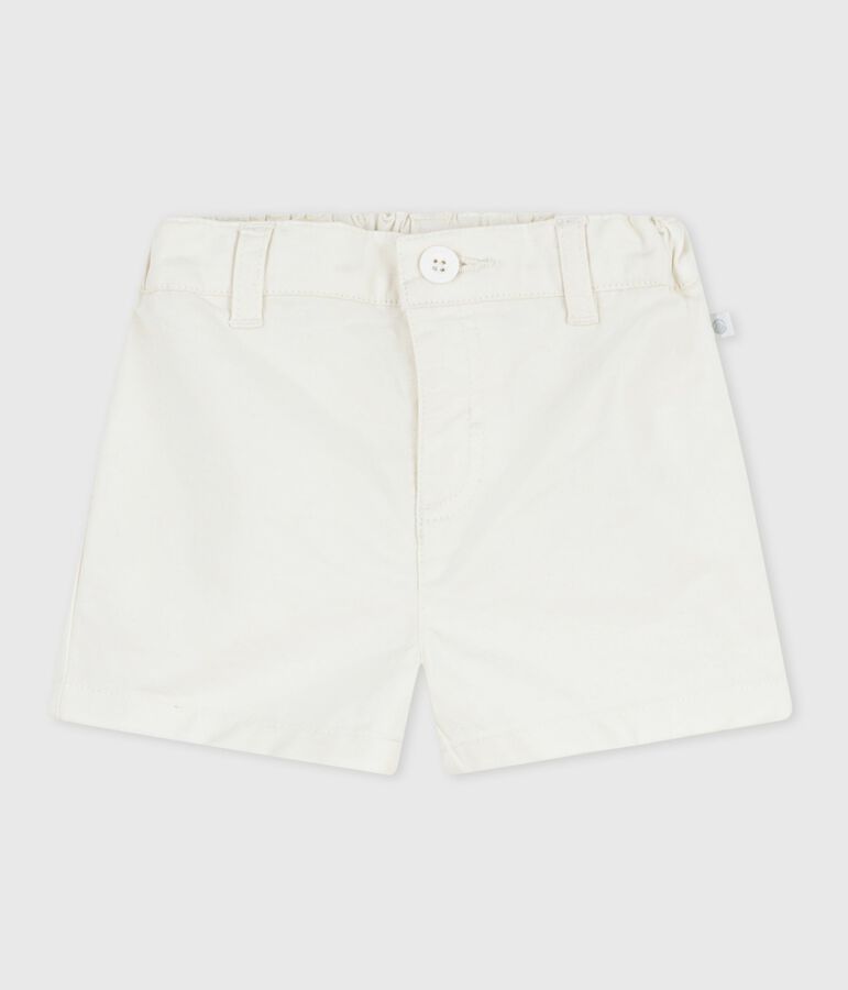 Shorts lisos de algod&oacute;n para beb&eacute; blanco MARSHMALLOW