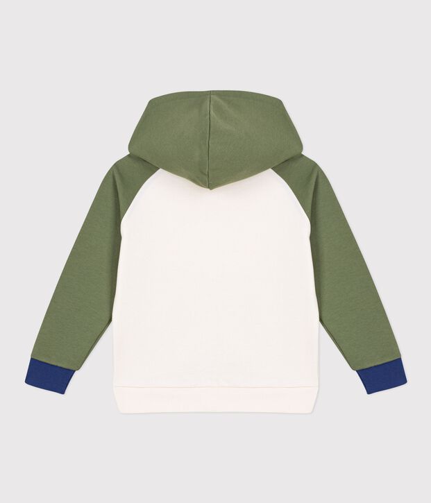 Sudadera infantil de algod&oacute;n con capucha crudo/multicolor