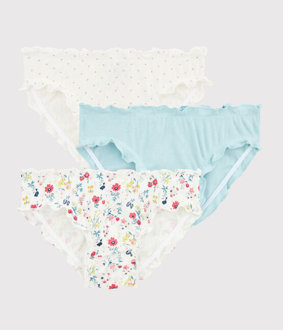 Juego de 3 braguitas con volantes y estampado de flores de niña pequeña variante 1