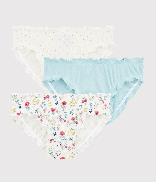 Juego de 3 braguitas con volantes y estampado de flores de ni&ntilde;a peque&ntilde;a multicolor