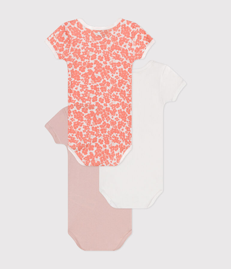 Juego de 3 bodis de beb&eacute; de manga corta de algod&oacute;n multicolor