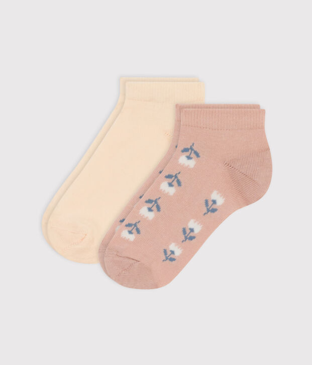 Juego de 2 pares de calcetines de punto de algod&oacute;n con flores para ni&ntilde;os multicolor