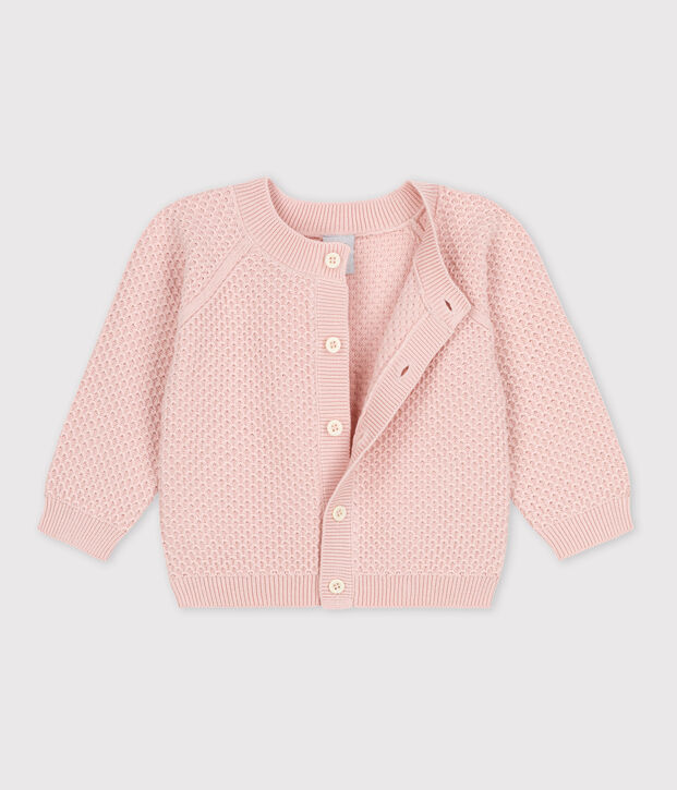 C&aacute;rdigan de punto tricotado de algod&oacute;n para beb&eacute; rosa
