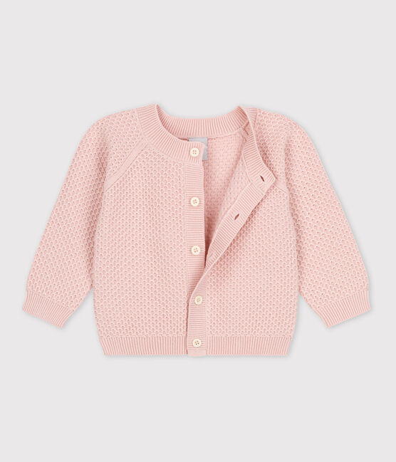 Cárdigan de punto tricotado de algodón para bebé rosa SALINE